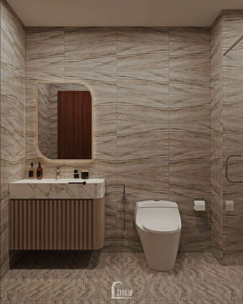 Thiết kế nội thất phòng tắm phong cách Parisian mix Modern dự án The Prime Thái Nguyên